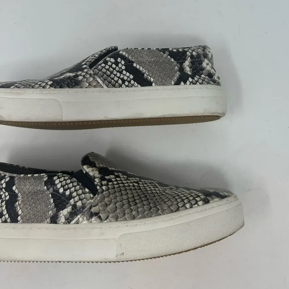 Tory Burch Women's Slip On Sneakers Roccia Print Leather Snakeskin Size 8